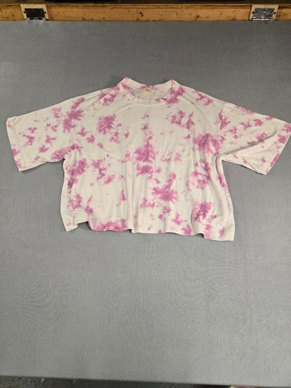 If She Loves Pink & White Tie-Dye Short Sleeve Crop Top, Size L